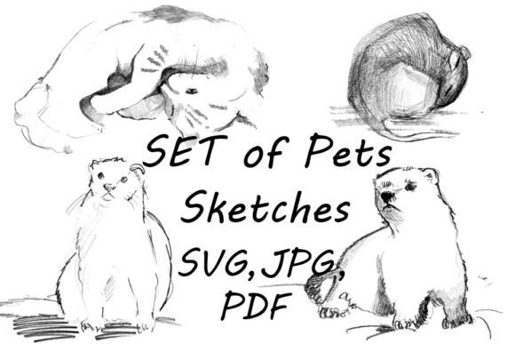 Download Set of Simple Pencil Sketches Pets - Pet Collection