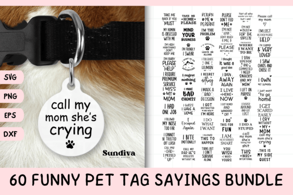 Download 60 Funny Pet Tag Sayings SVG Bundle - Pet Collection