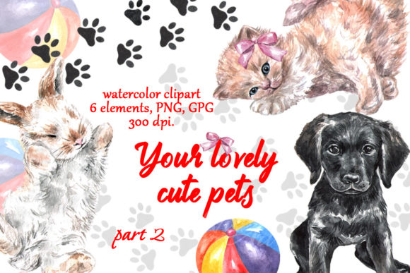 Download Cute Pets Watercolor - Pet Collection