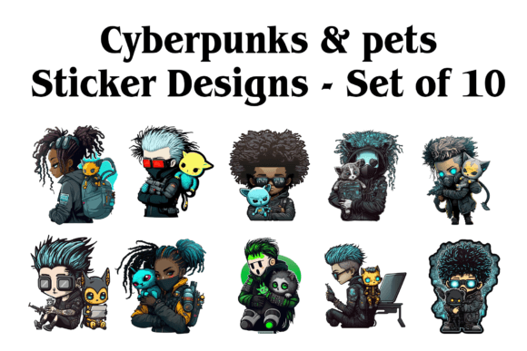 Download Cyberpunks with Pets Sticker Designs - Pet Collection