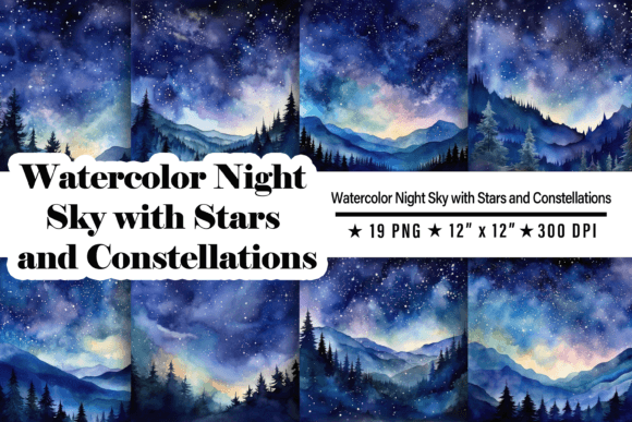 Download Watercolor Night Sky Background - Night Collection