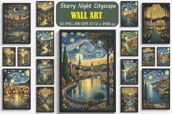 Download Starry Night Cityscape Wall Arts - Night Collection