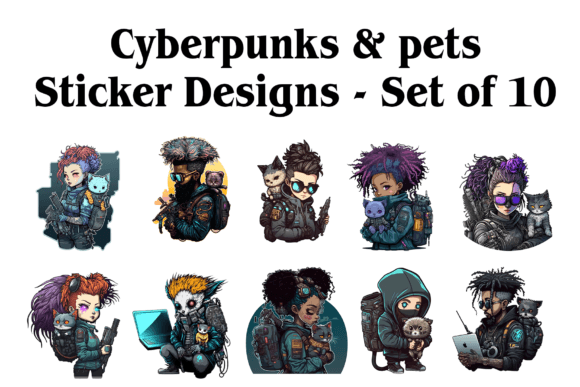 Download Cyberpunks &amp; Pets Sticker Designs - Pet Collection