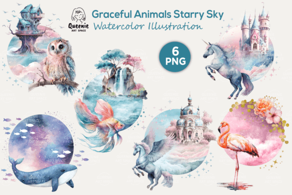 Download Graceful Animals with Starry Night Sky - Night Collection
