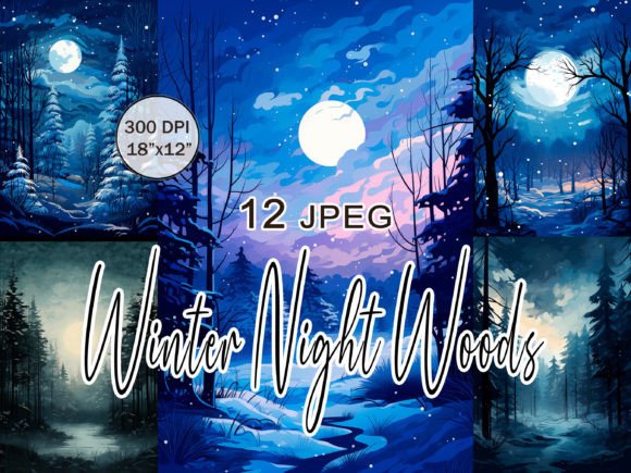 Download Winter Night in the Woods JPEG Clipart - Night Collection