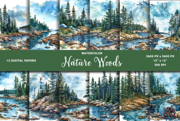 Download Watercolor North Woods Nature Background - Premium Resources