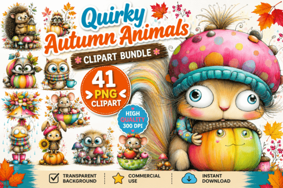 Download Quirky Funny Autumn Animals Clipart - Autumn animals Collection