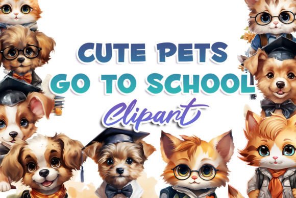Download Cute Pets Go to School - Pet Collection