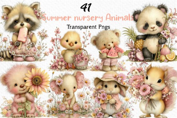 Download Whimsical Summer Nursery Animals Clipart - Nursery animals clipart Collection