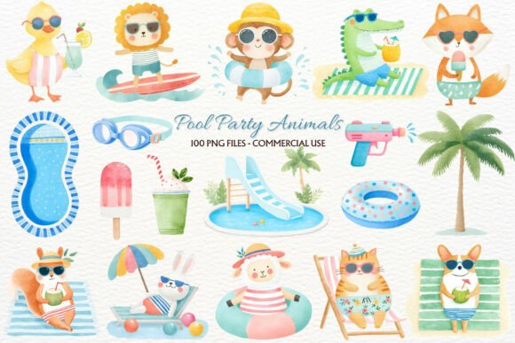 Download Pool Party Nursery Animals Clipart PNG - Nursery animals clipart Collection