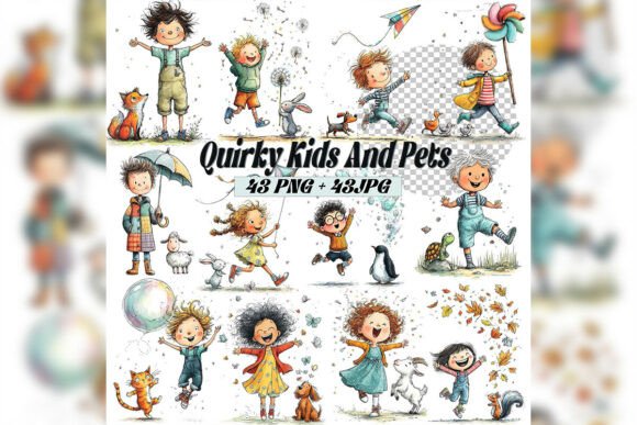 Download Whimsical Kids &amp; Pets Clipart Set - Pet Collection