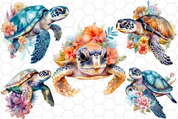 Download Watercolor Floral Sea Turtle Clipart PNG - Sea turtle clipart Collection