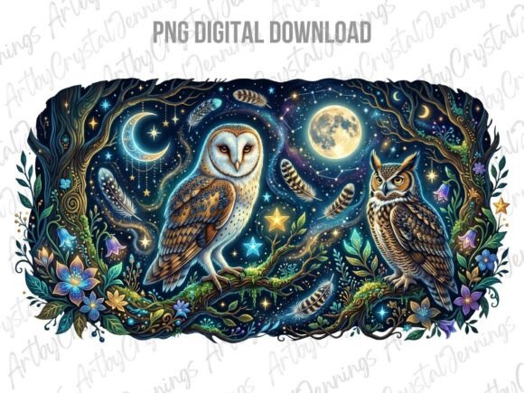 Download Celestial Night Owl Forest Animal PNG - Night Collection