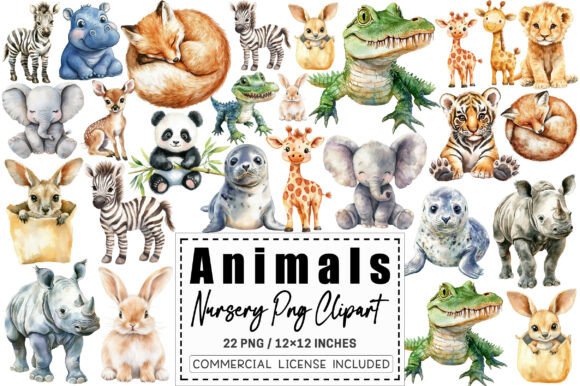 Download Nursery Animals Clipart. - Premium Bundle