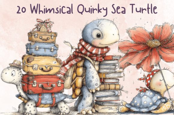 Download Whimsical Quirky Sea Turtle Clipart - Sea turtle clipart Collection