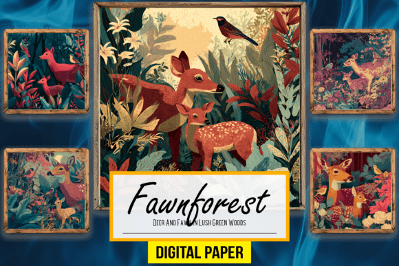 Download Deer and Fawn in Lush Green Woods Arts - Woods Collection