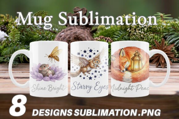 Download Starry Night Woodland Animals Mug Wrap - Night Collection