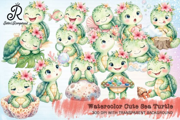 Download Watercolor Cute Sea Turtle Clipart - Sea turtle clipart Collection